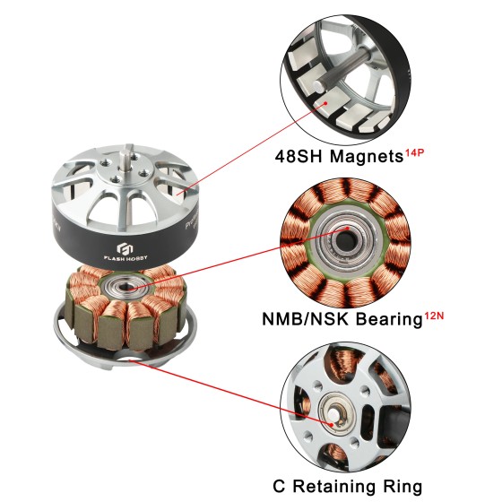 Original FlashHobby MT3508 3508 370KV 3-6s Low RPM RC Brushless Motor Waterproof Motor for Drone Multicopter RC Toy Car Racing